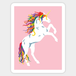 Rainbow Maned White Unicorn Sticker